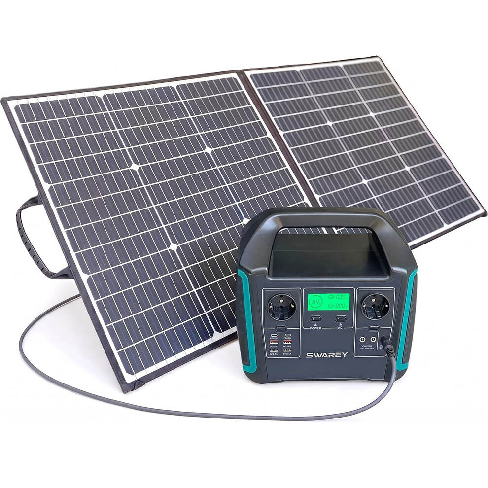 SWAREY Portable Solar Generators 725Wh 1000W with 100W Solar Panel image1