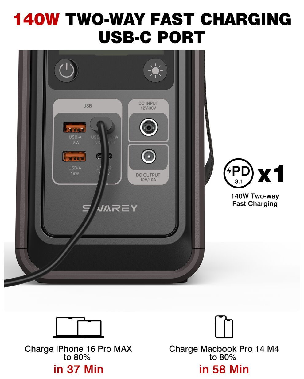 SWAREY Portable 200W Solar Generator with 100W Solar Panel image4