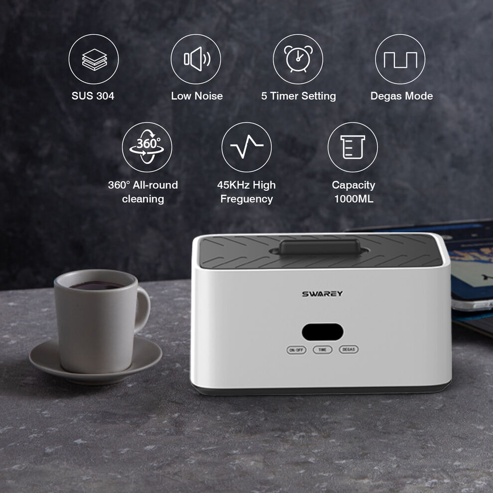 SWAREY 1000ML Ultrasonic Cleaner 45KHz w/ Degas for Jewelry Glasses & Retainers image5