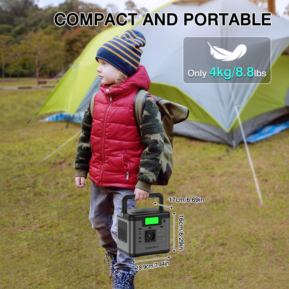 SWAREY Portable Power Station S500, 518Wh Solar Generator, 500W (Peak 1000W) AC image5