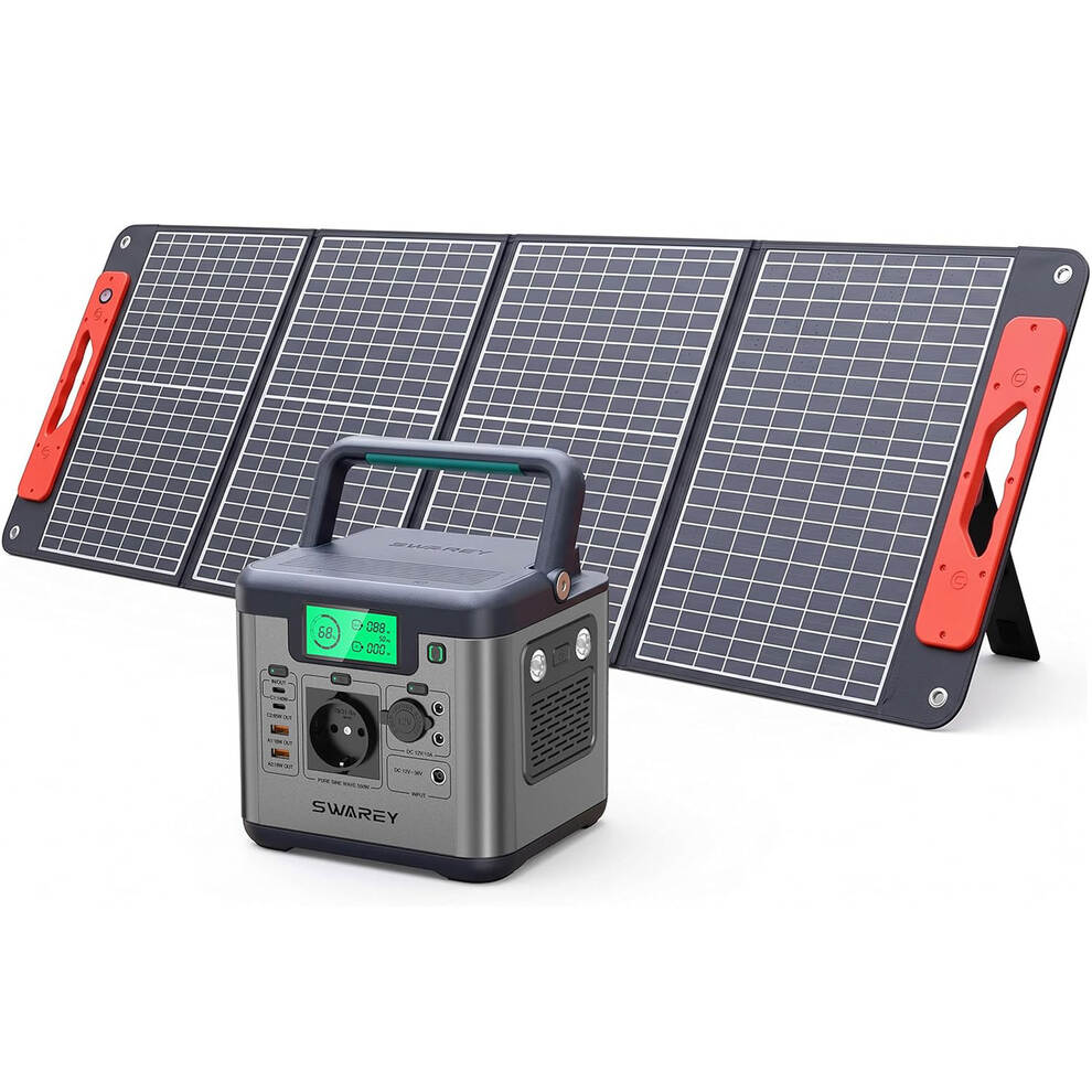 SWAREY 555Wh Solar Generator with 100W Solar Panel Portable Power Station image1