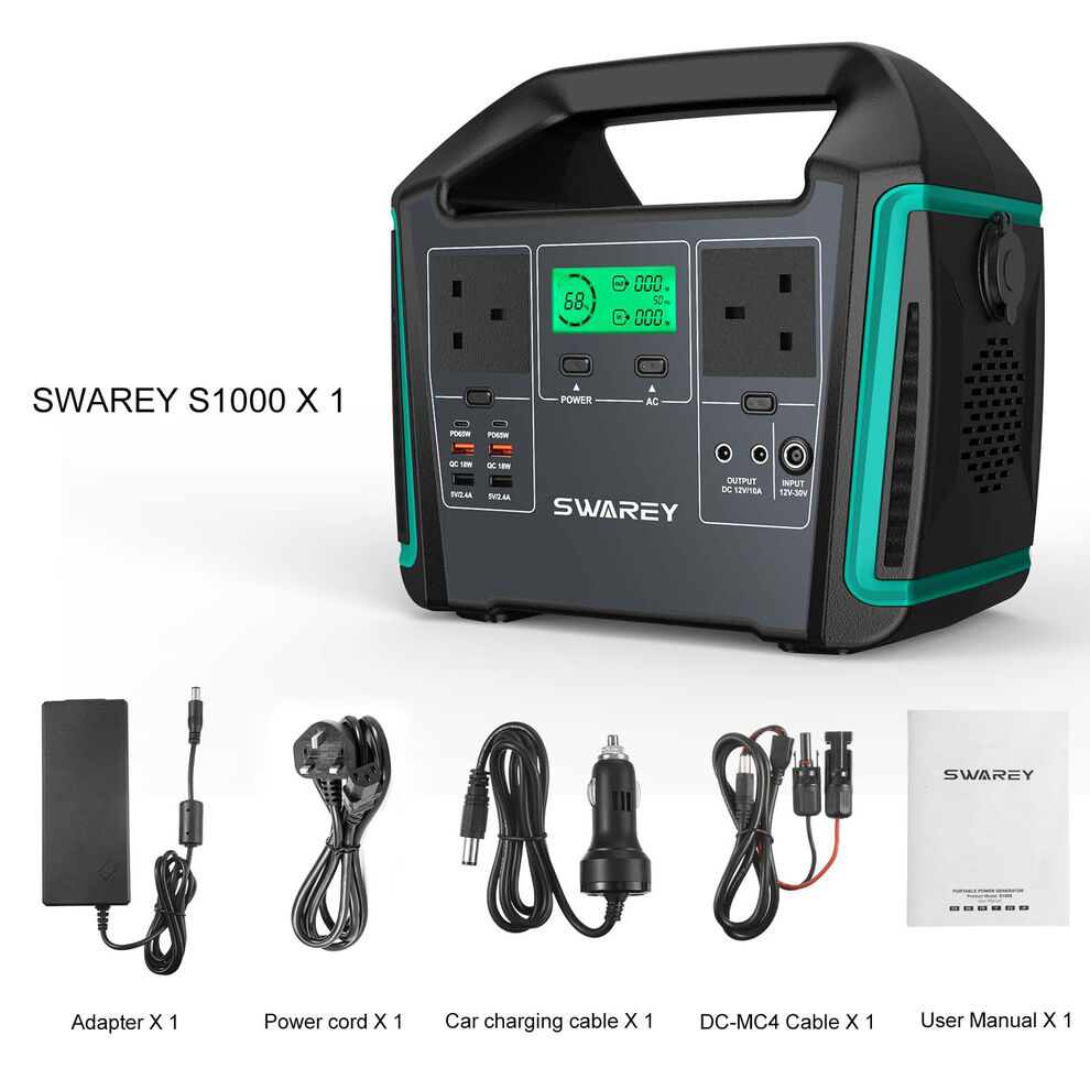 SWAREY Power Station S1000, 725Wh Solar Generator, 2x 1000W (Peak 1500W) AC image7