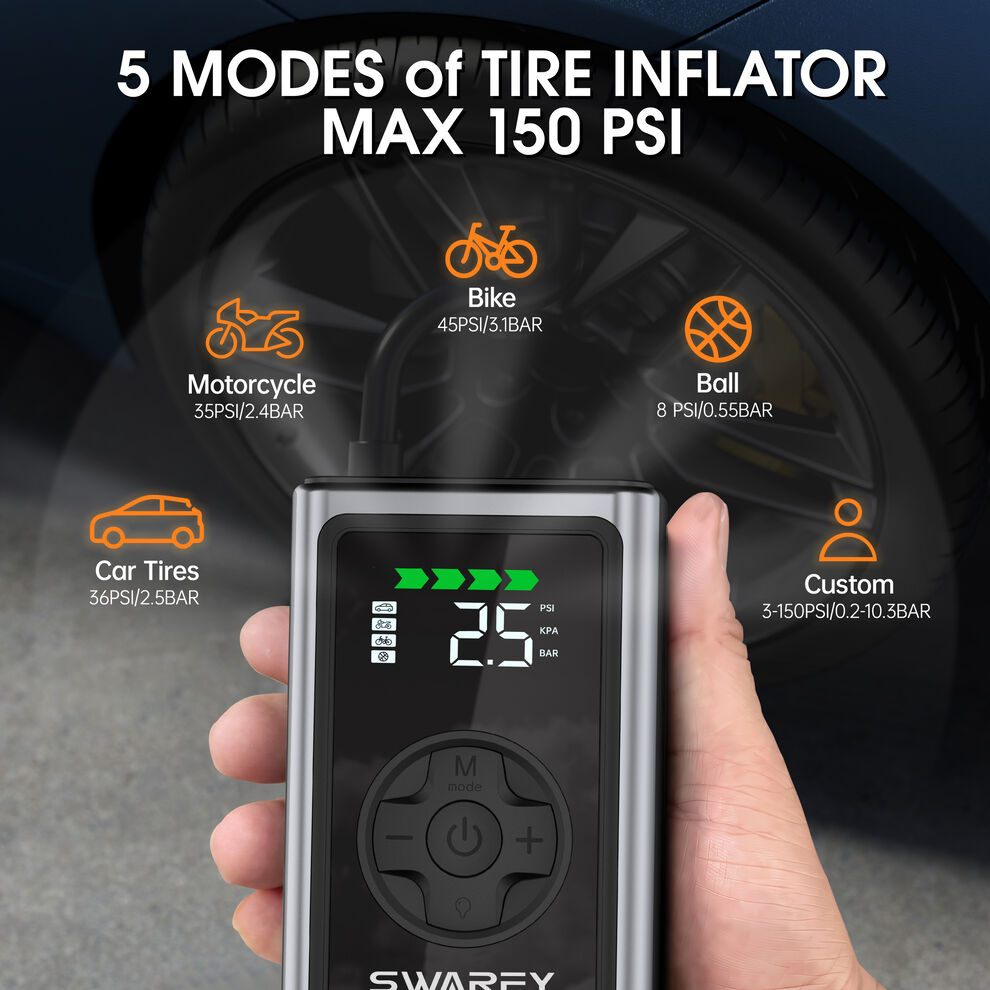 Tyre Inflator Air Compressor, Cordless Electric Car&Bike Tyre Pump image2