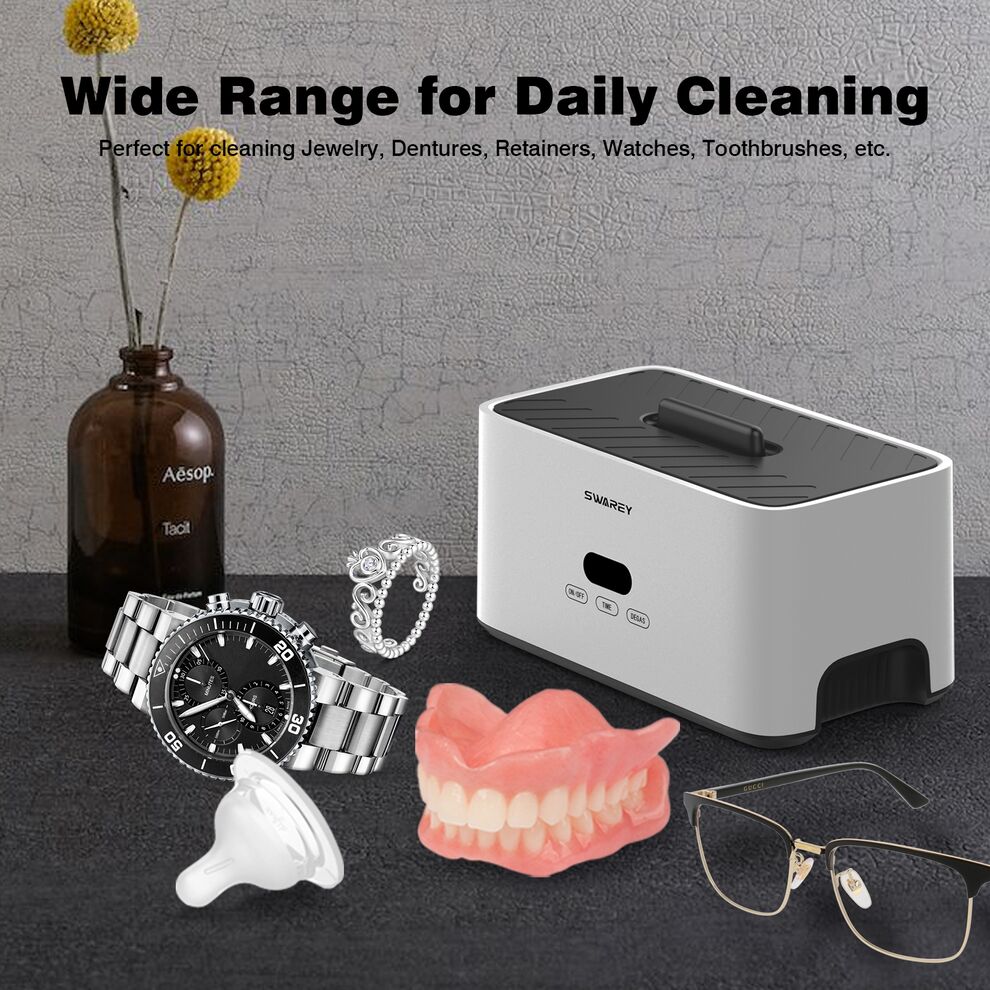 SWAREY 1000ML Ultrasonic Cleaner 45KHz w/ Degas for Jewelry Glasses & Retainers image8