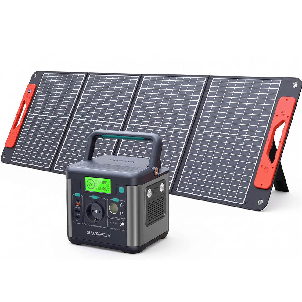 SWAREY Portable 300W Solar Generator with 100W Solar Panel image1