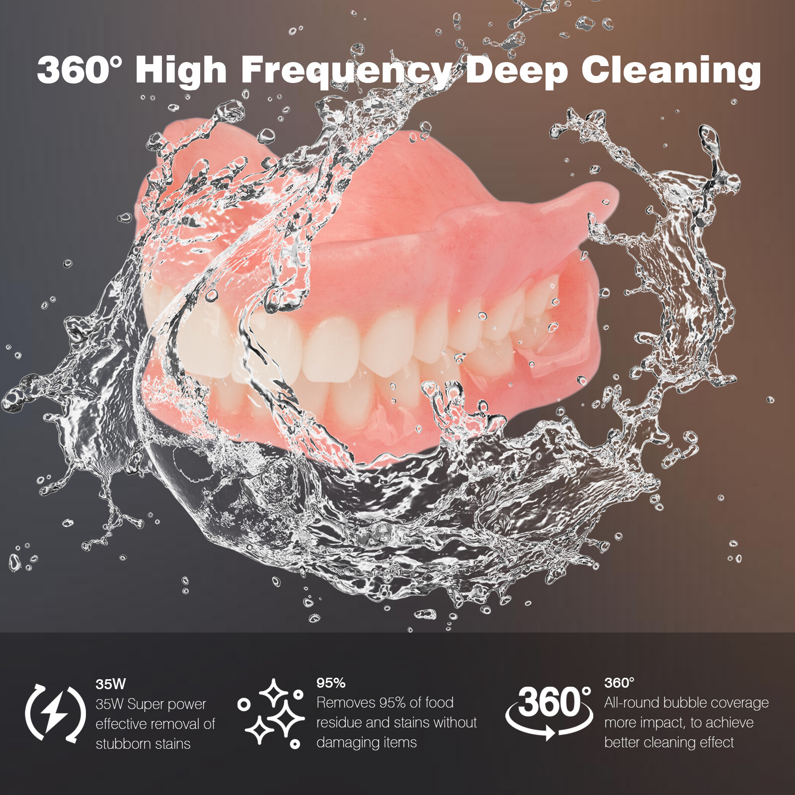 SWAREY 1000ML Ultrasonic Cleaner 45KHz w/ Degas for Jewelry Glasses & Retainers