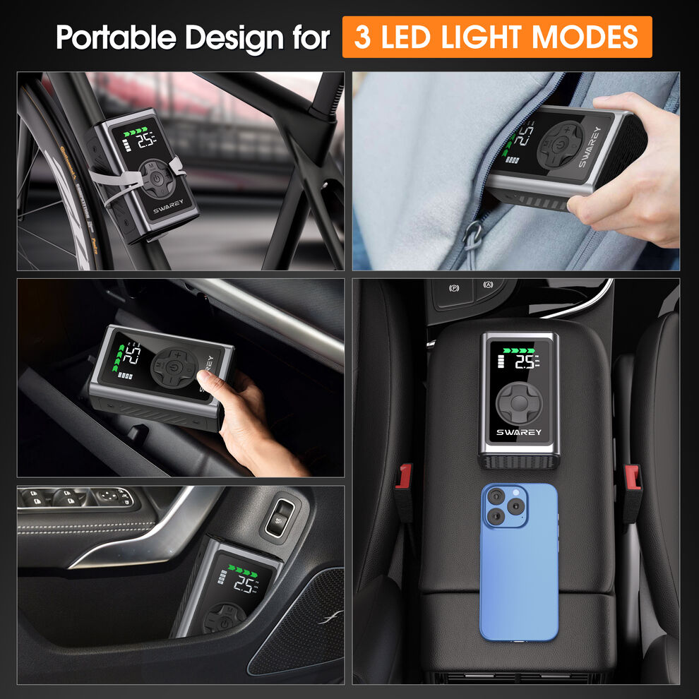 Tyre Inflator Air Compressor, Cordless Electric Car&Bike Tyre Pump image5