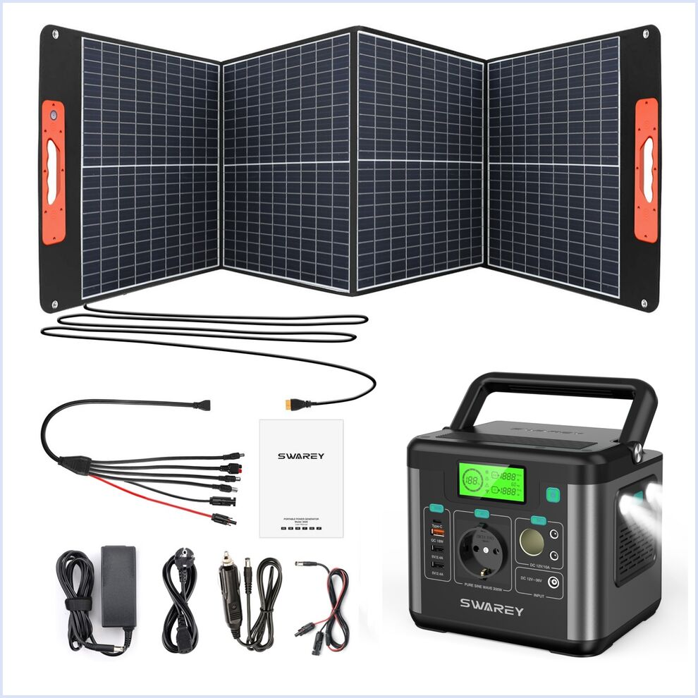 SWAREY Portable 300W Solar Generator with 100W Solar Panel image9