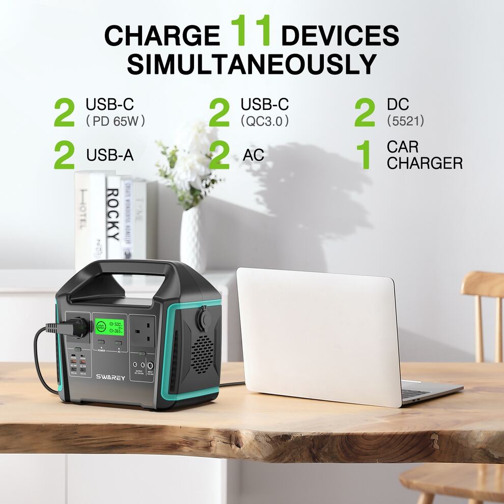 SWAREY Portable Solar Generators 725Wh 1000W with 100W Solar Panel image2