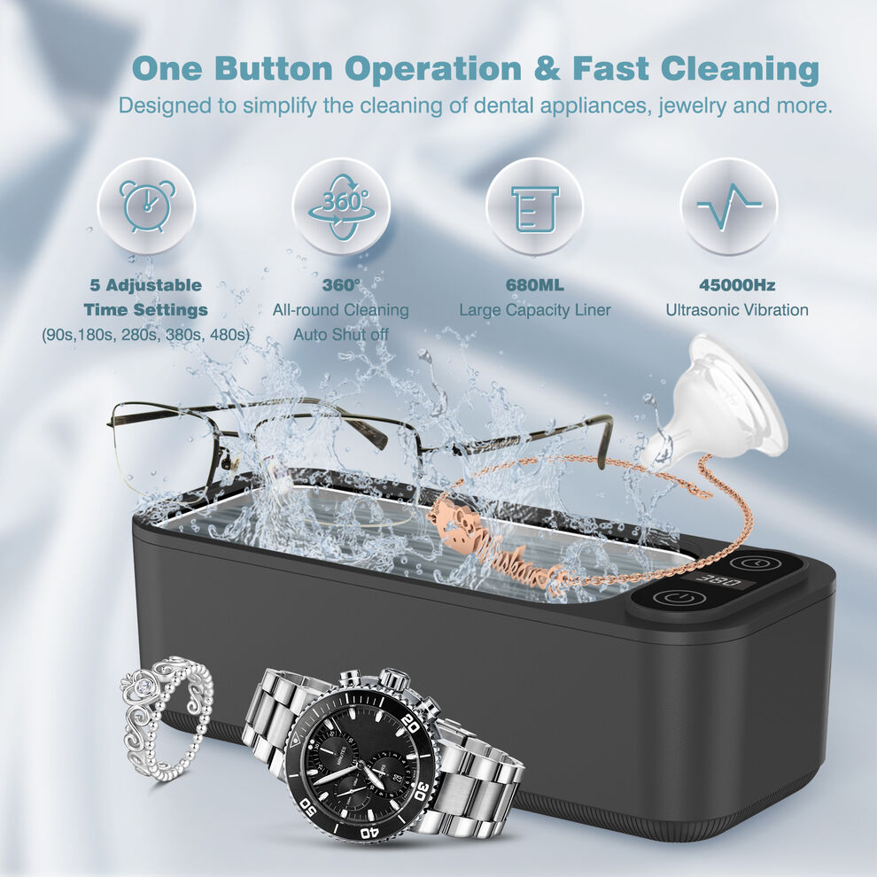SWAREY 680ML Ultrasonic Cleaner 45KHz for Jewelry Glasses Dentures with 5 Timer image4