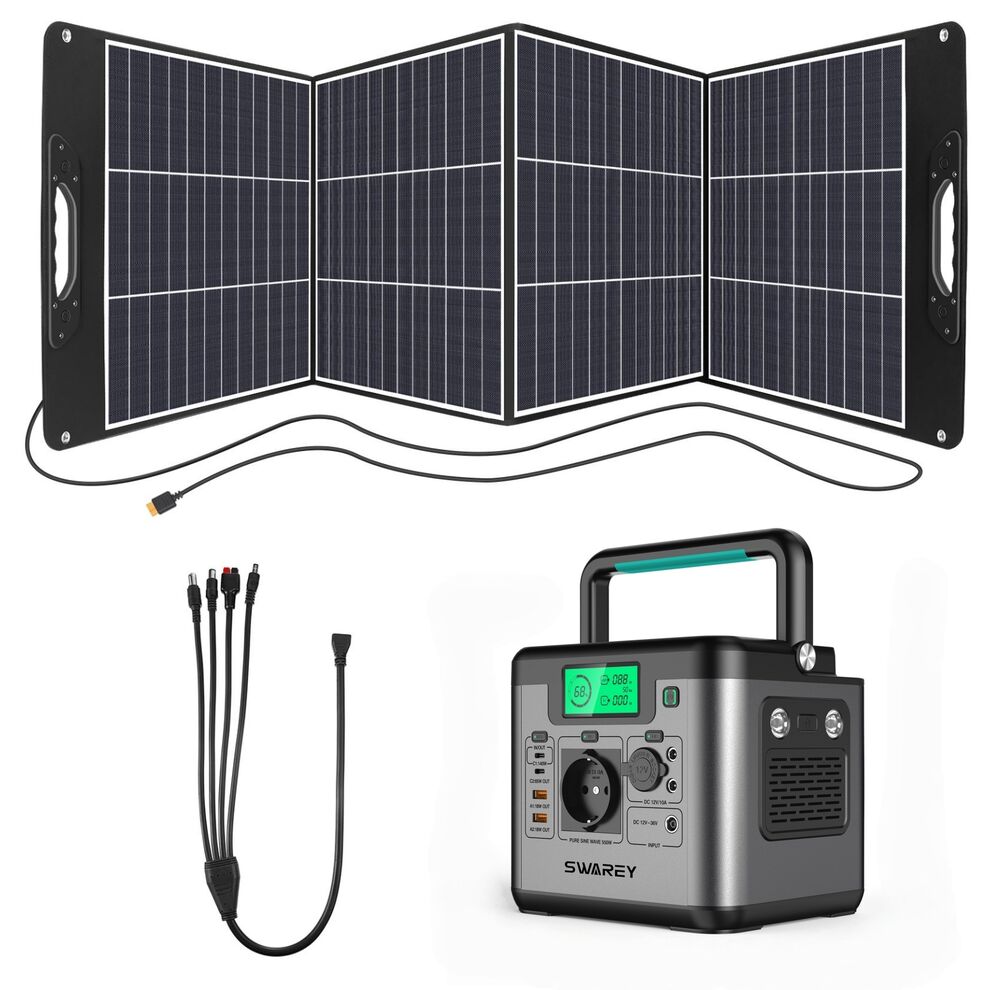 SWAREY Portable 555Wh Solar Generator with 200W Solar Panel image1