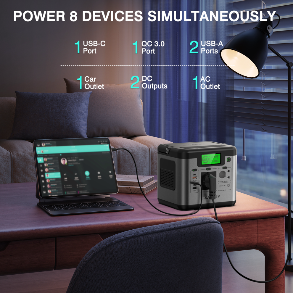 SWAREY 518Wh Solar Generator with 100W Solar Panel Portable Power Station S500 image2