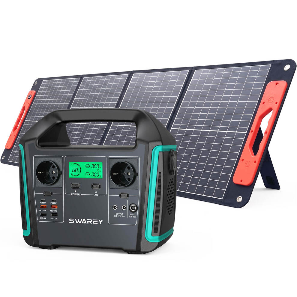 SWAREY 725Wh Solar Generator with 100W Solar Panel Power Station S1000 image1
