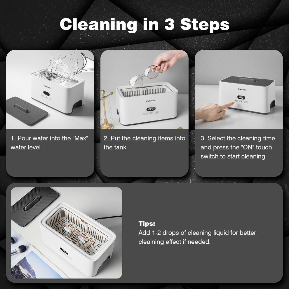 SWAREY 1000ML Ultrasonic Cleaner 45KHz w/ Degas for Jewelry Glasses & Retainers image4