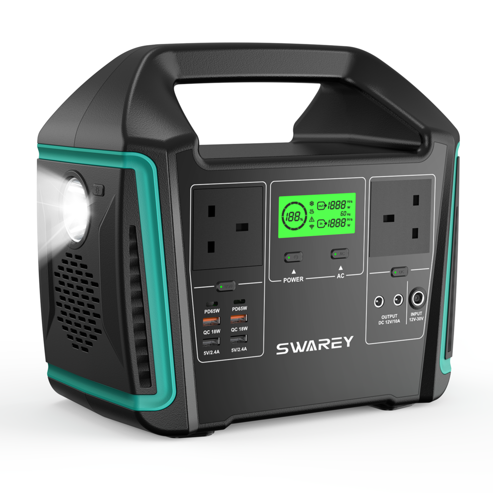 SWAREY Power Station S1000, 725Wh Solar Generator, 2x 1000W (Peak 1500W) AC image1