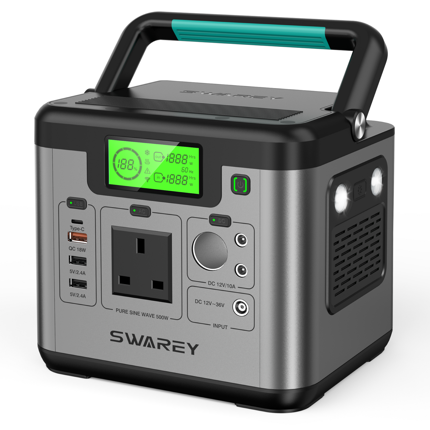 SWAREY 518Wh Power Station Power Solar Generator Backup Emergency Power Supply