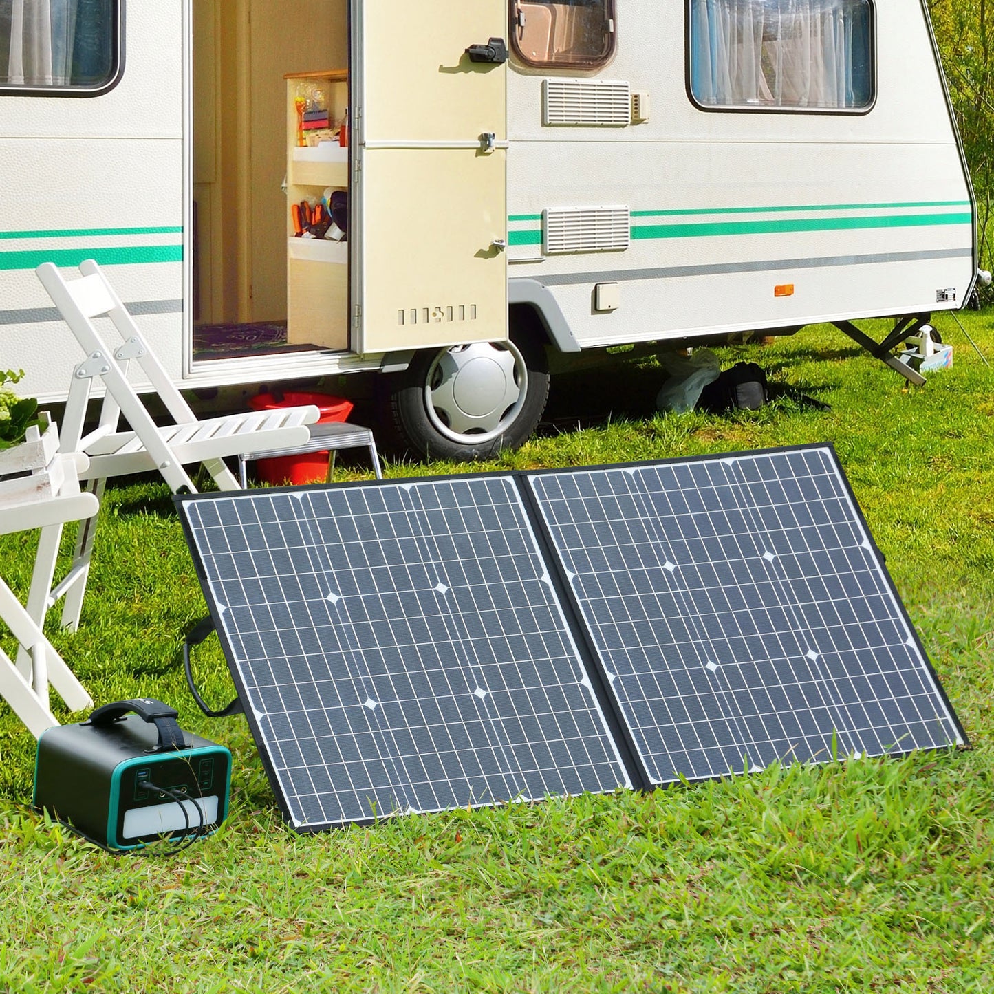 Swarey 100W 12V Foldable Portable Solar Panel Charger USB for RV/Camping/Power station