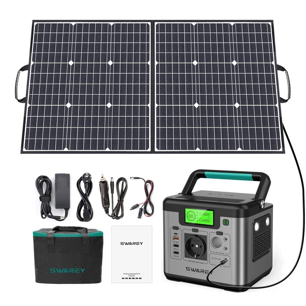 SWAREY Portable 500W Solar Generator with 100W Solar Panel image1