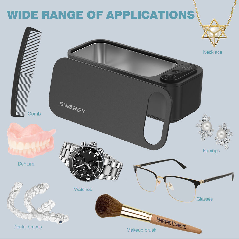 SWAREY 680ML Ultrasonic Cleaner 45KHz for Jewelry Glasses Dentures with 5 Timer image7