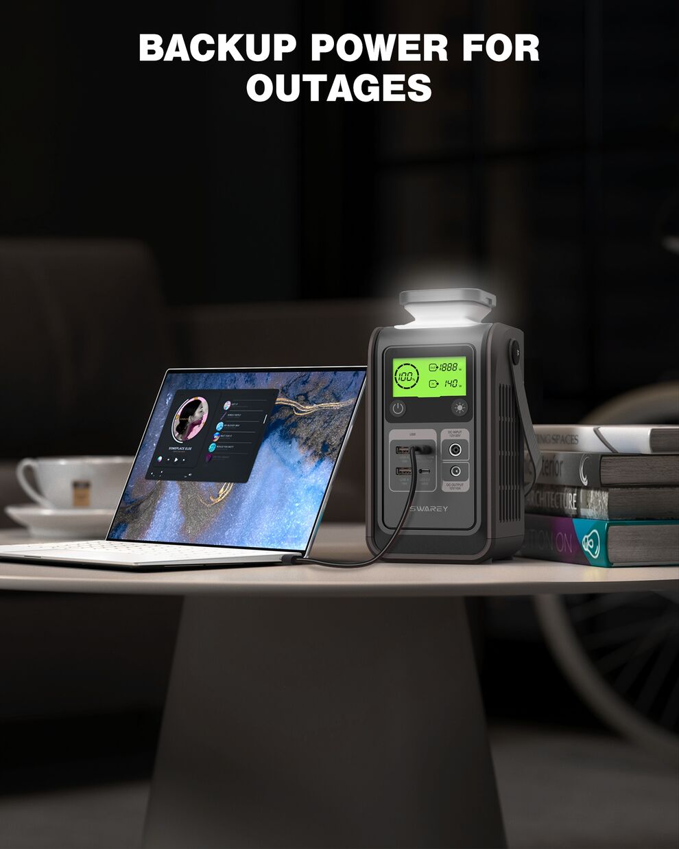 SWAREY Portable Power Station S200, 192Wh LiFePO4 Battery, 140W Two-Way USB-C image7