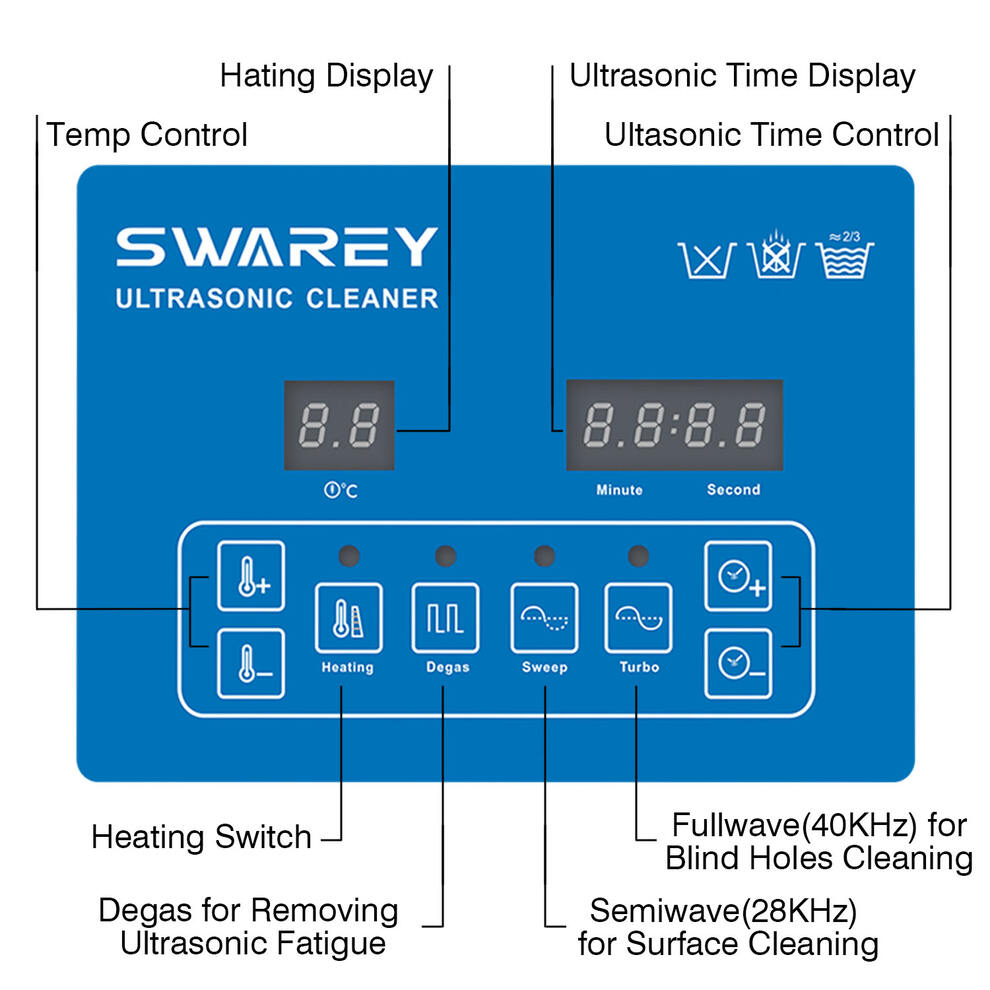 SWAREY 2.5L Ultrasonic Cleaner with Degas & Heater for Jewelry Watches Parts image2